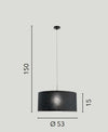 Lampadario a Sospensione in metallo con diffusore in tessuto Nera 1Xe27 53X53X150Cm