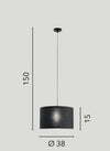 Lampadario a Sospensione in metallo con diffusore in tessuto Bianca 1Xe27 38X38X150Cm