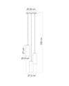 Lampadario a sospensione diffusori Oro/Ambra 3Xe27 27,3X27,3X150Cm