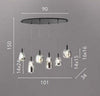 Lampadario a sospensione a sei luci Nera 6Xe14 101X34X150Cm