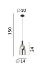 Lampadario a sospensione a luce singola Nera 1Xe14 14X24X150Cm