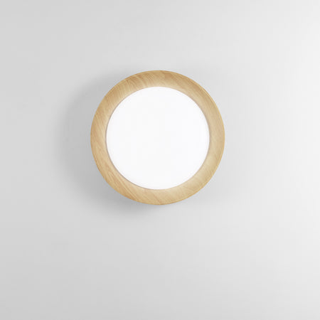 Plafoniera metallo Bianco con interno dall'Effetto Legno 50X8,5CM