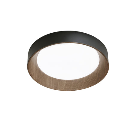 Plafoniera metallo Nero con interno dall'Effetto Legno 50X8,5CM