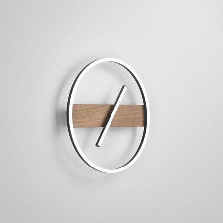 Plafoniera struttura in metallo e base Effetto Legno 40,5X5 CM