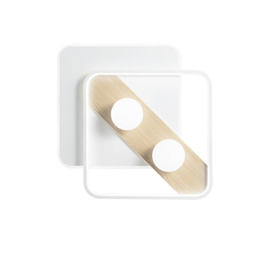 Plafoniera Quadrata, struttura in acrilico Bianco/LEGNO cct 50X40X8 CM
