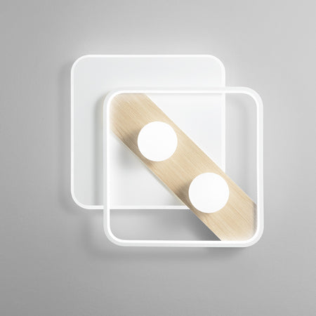 Plafoniera Quadrata, struttura in acrilico Bianco/LEGNO cct 50X40X8 CM