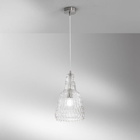 Lampadario in vetro cristallo sfaccettato TRASPARENTE 150X23X10CM