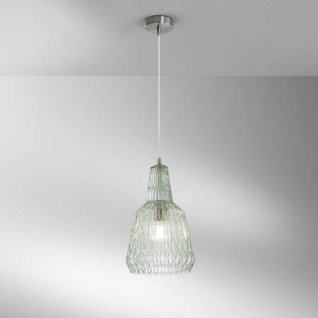 Lampadario in vetro cristallo sfaccettato VERDE 150X23X10CM