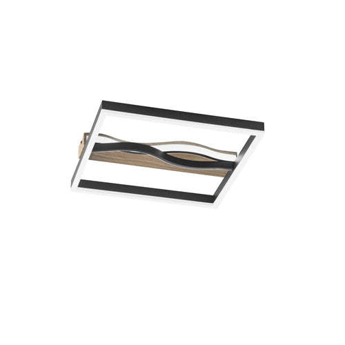 Plafoniera in metallo e base Effetto Legno Nero cct 40X40X6,3 CM