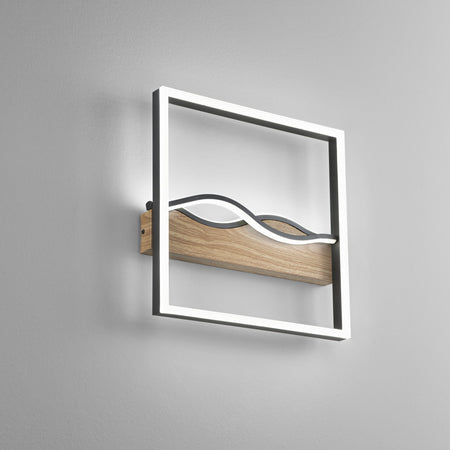 Plafoniera in metallo e base Effetto Legno Nero cct 40X40X6,3 CM