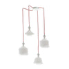 Lampadario a sospensione Rosso, quattro diffusori cavo regolabile 250 cm