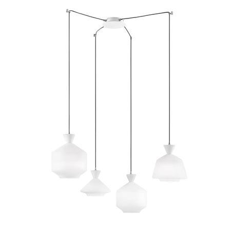 Lampadario a sospensione Nero, quattro diffusori cavo regolabile 250 cm