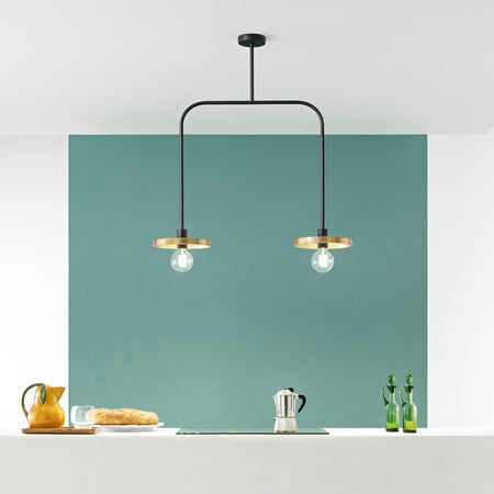 Lampadario a sospensione in metallo Nero/Oro 91,3X85X25CM