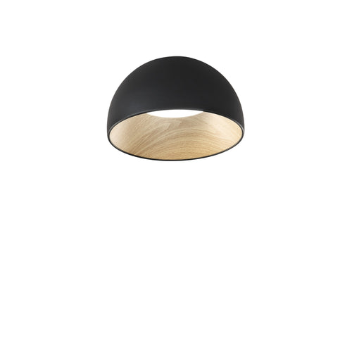 Plafoniera design contemporaneo in metallo forma sferica Effetto Legno Oro29x50 cm