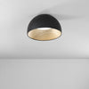 Plafoniera design contemporaneo in metallo forma sferica Effetto Legno Oro29x50 cm