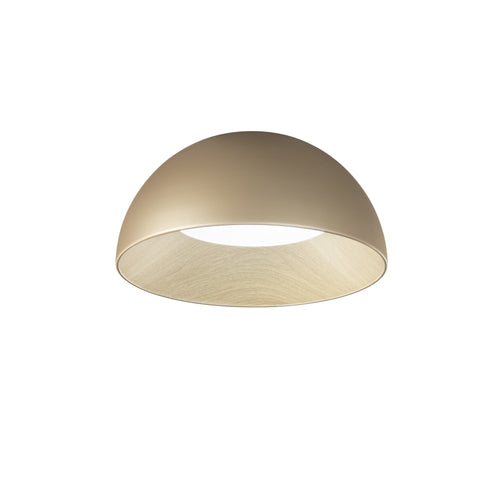 Plafoniera design contemporaneo in metallo alla forma sferica Effetto Legno Oro 29x50 cm