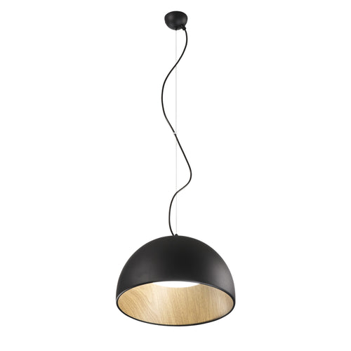 Lampadario design contemporaneo metallo a forma sferica Effetto Legno Nero 181x35cm