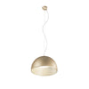 Lampadario design contemporaneo metallo a forma sferica Effetto Legno Oro 181x35cm