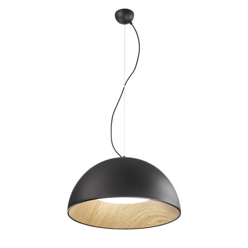 Lampadario design contemporaneo metallo a forma sferica Effetto Legno Nero 187x50cm