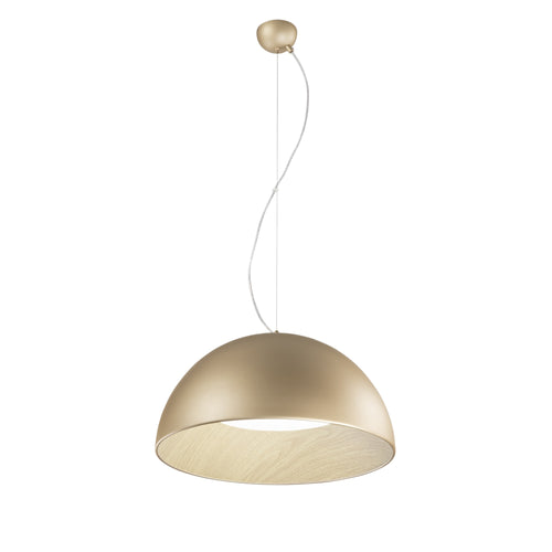 Lampadario design contemporaneo metallo a forma sferica Effetto Legno Oro 187x50cm