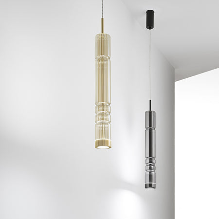 Lampadario Tubolare in Vetro Led GRIGIO 3000K