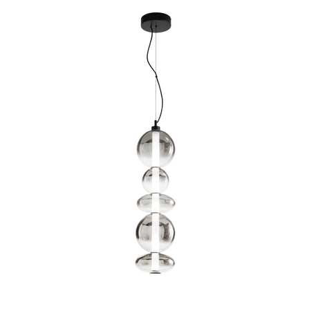 Lampadario Led in metallo con diffusori in vetro fume