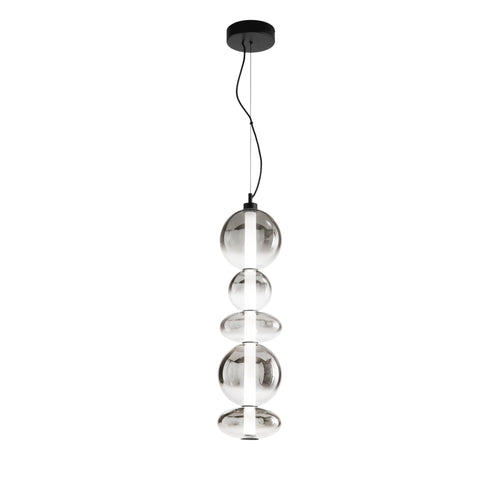 Lampadario Led in metallo con diffusori in vetro fume