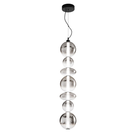 Lampadario Led in metallo con diffusori in vetro fume