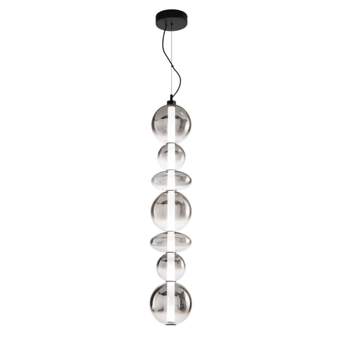 Lampadario Led in metallo con diffusori in vetro fume