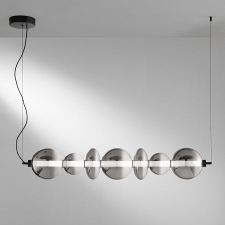 Lampadario Led in metallo con diffusori in vetro fume