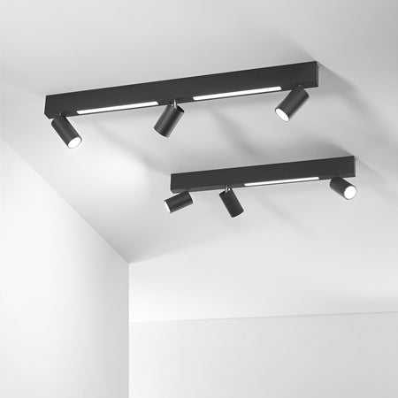 Applique struttura in metallo uno o più punti luce cct Nero GU10 + Led 90X3X7 cm