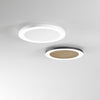 Plafoniera Rotonda Nero, struttura in metallo e diffusore in acrilico Bianco/Effetto Legno cct 40X4,2 CM