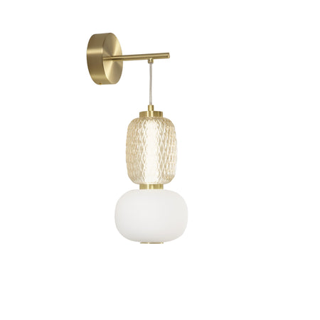 Applique Oro 2 vetri trasparente con diffusore opale Led Integrato 55X32X14CM