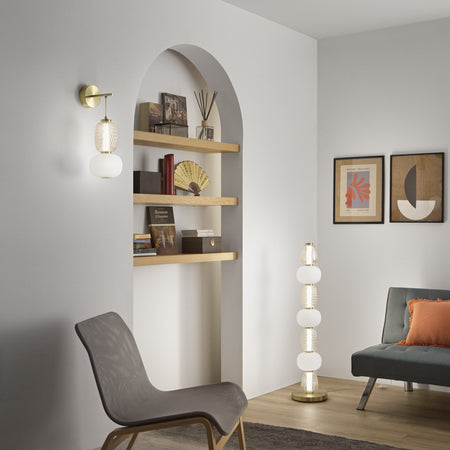 Applique Oro 2 vetri trasparente con diffusore opale Led Integrato 55X32X14CM