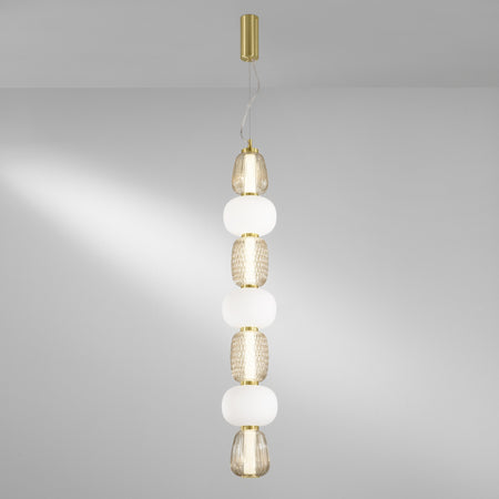 Lampadario Oro vetro trasparente diffusore opale Led Integrato