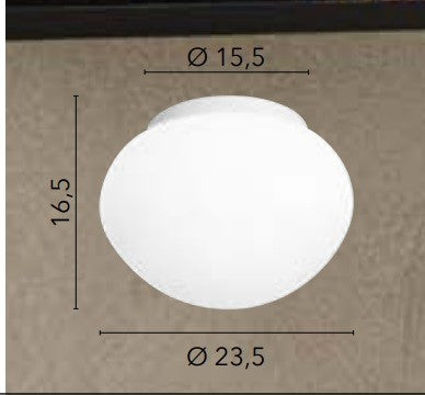 Plafoniera da bagno bianca in metallo e vetro IP44 23,5X16,5X15,5 cm