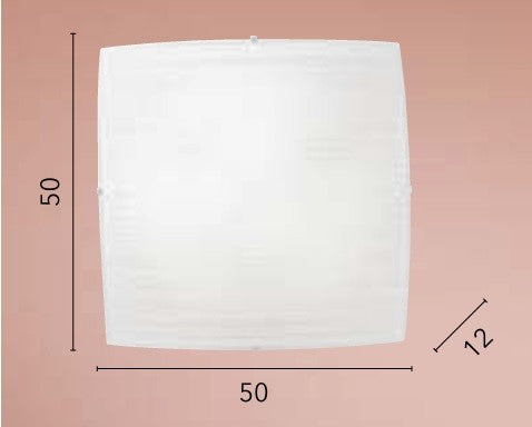 Plafoniera in vetro Bianco Bianca 4Xe27 50X50X12Cm