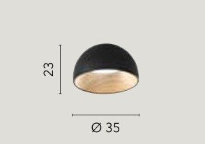 Plafoniera design contemporaneo in metallo alla forma sferica Effetto Legno Oro 23x35 cm