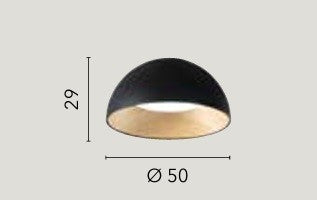 Plafoniera design contemporaneo in metallo forma sferica Effetto Legno Oro29x50 cm