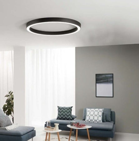 Plafoniera struttura circolare e diffusore in acrilico Nero 120X8,5 CM