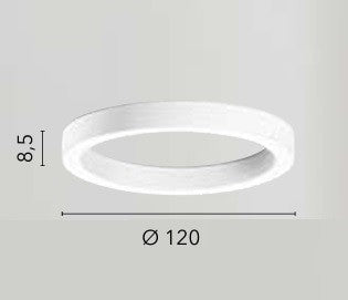 Plafoniera struttura circolare e diffusore in acrilico Bianco 120X8,5 CM