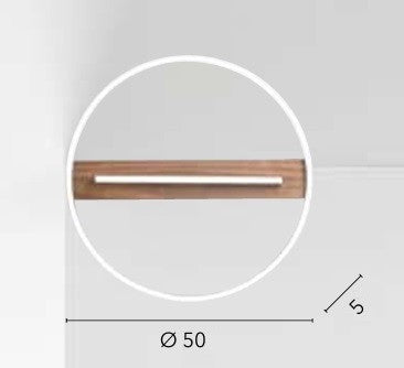 Plafoniera struttura in metallo e base Effetto Legno 50X5 CM