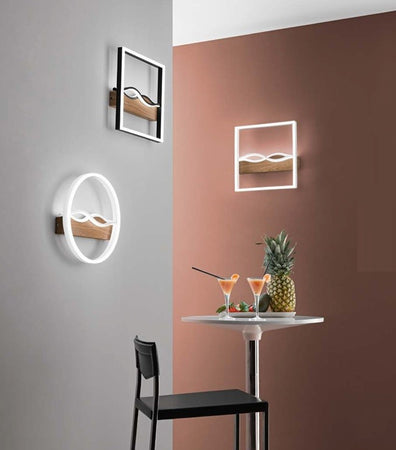 Plafoniera in metallo e base Effetto Legno Nero cct 40X40X6,3 CM