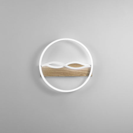 Plafoniera struttura in metallo e base Effetto Legno Bianco cct 40X6,8 CM