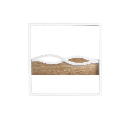 Plafoniera struttura in metallo e base Effetto Legno Bianco cct 40X40X6,3 CM