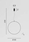 Lampadario a sospensione struttura in metallo diffusore in silicone Bianco 80X230X8 cm