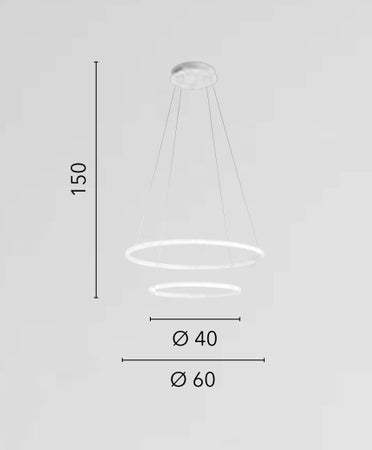 Lampadario a sospensione struttura in metallo, diffusore in silicone 60X40X150 cm