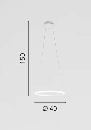 Lampadario a sospensione struttura in metallo, diffusore in silicone 40X150 cm