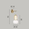 Applique Oro 2 vetri trasparente con diffusore opale Led Integrato 55X32X14CM
