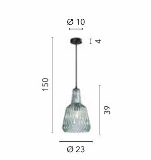 Lampadario in vetro cristallo sfaccettato TRASPARENTE 150X23X10CM